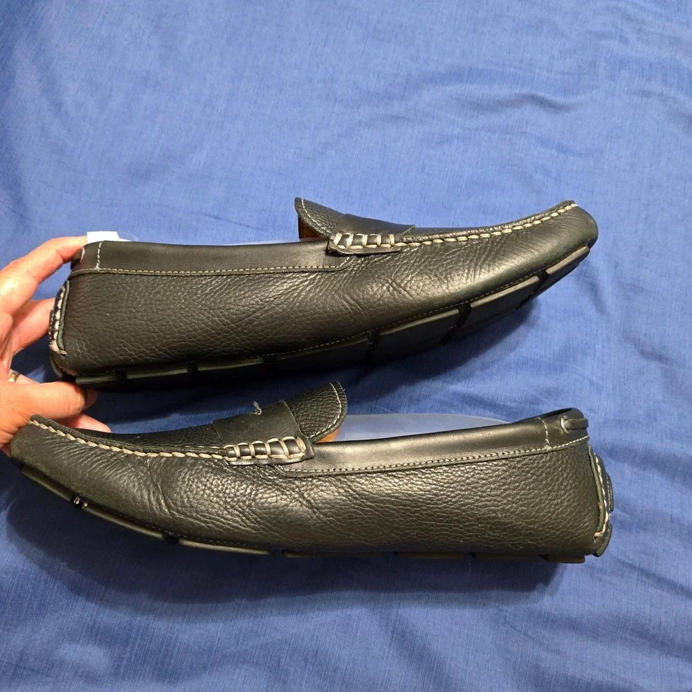 G.H. Bass Monte Penny Loafer Mens 12M Black Excellent Pebbled Leather Driver